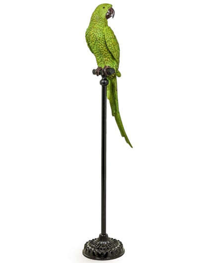 Extra Large Green Parrot on Floor-Standing Perch – Vibrant Tropical Bird Decor | Sign of the times Stoke