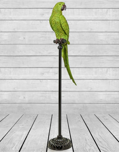 Extra Large Green Parrot on Floor-Standing Perch – Vibrant Tropical Bird Decor | Sign of the times Stoke
