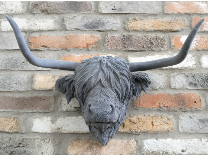Grey Flock Cow Head Wall Mount | Velvet-Touch Animal Wall Art | Sign of the times Stoke