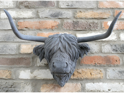 Grey Flock Cow Head Wall Mount | Velvet-Touch Animal Wall Art | Sign of the times Stoke