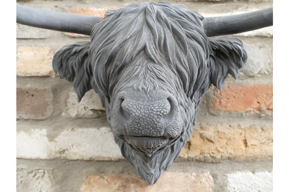 Grey Flock Cow Head Wall Mount | Velvet-Touch Animal Wall Art | Sign of the times Stoke