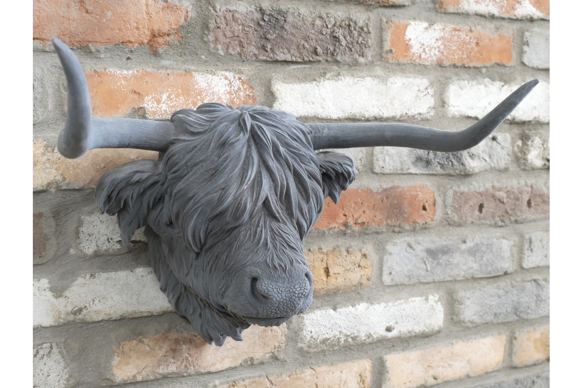 Grey Flock Cow Head Wall Mount | Velvet-Touch Animal Wall Art | Sign of the times Stoke