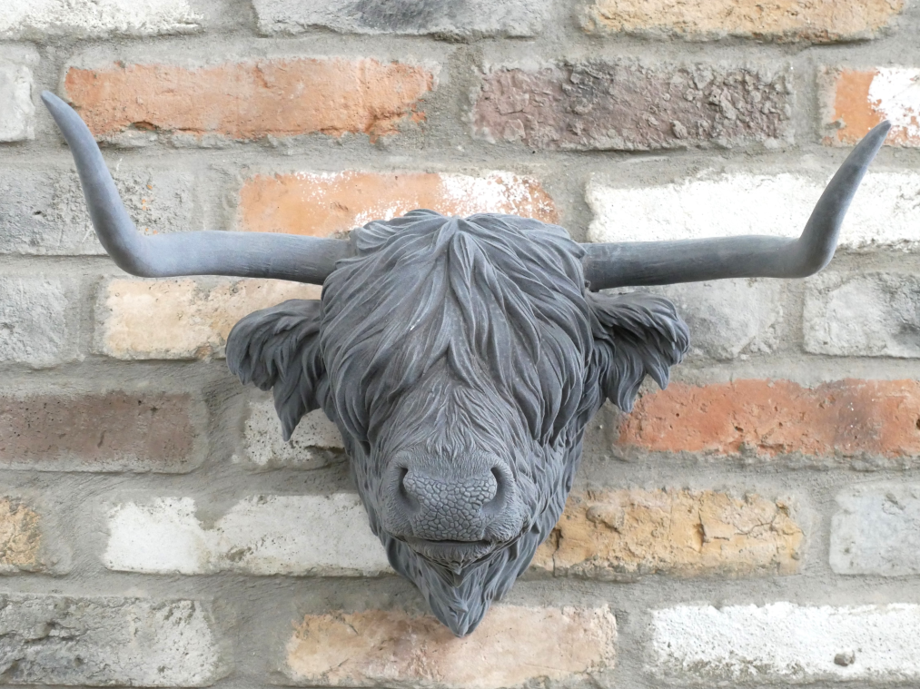 Grey Flock Cow Head Wall Mount | Velvet-Touch Animal Wall Art | Sign of the times Stoke