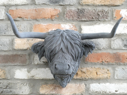 Grey Flock Cow Head Wall Mount | Velvet-Touch Animal Wall Art | Sign of the times Stoke