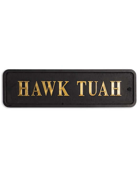 Black & Gold "Hawk Tuah" Wall Sign – Bold Quirky MDF Decor | Sign of the times Stoke