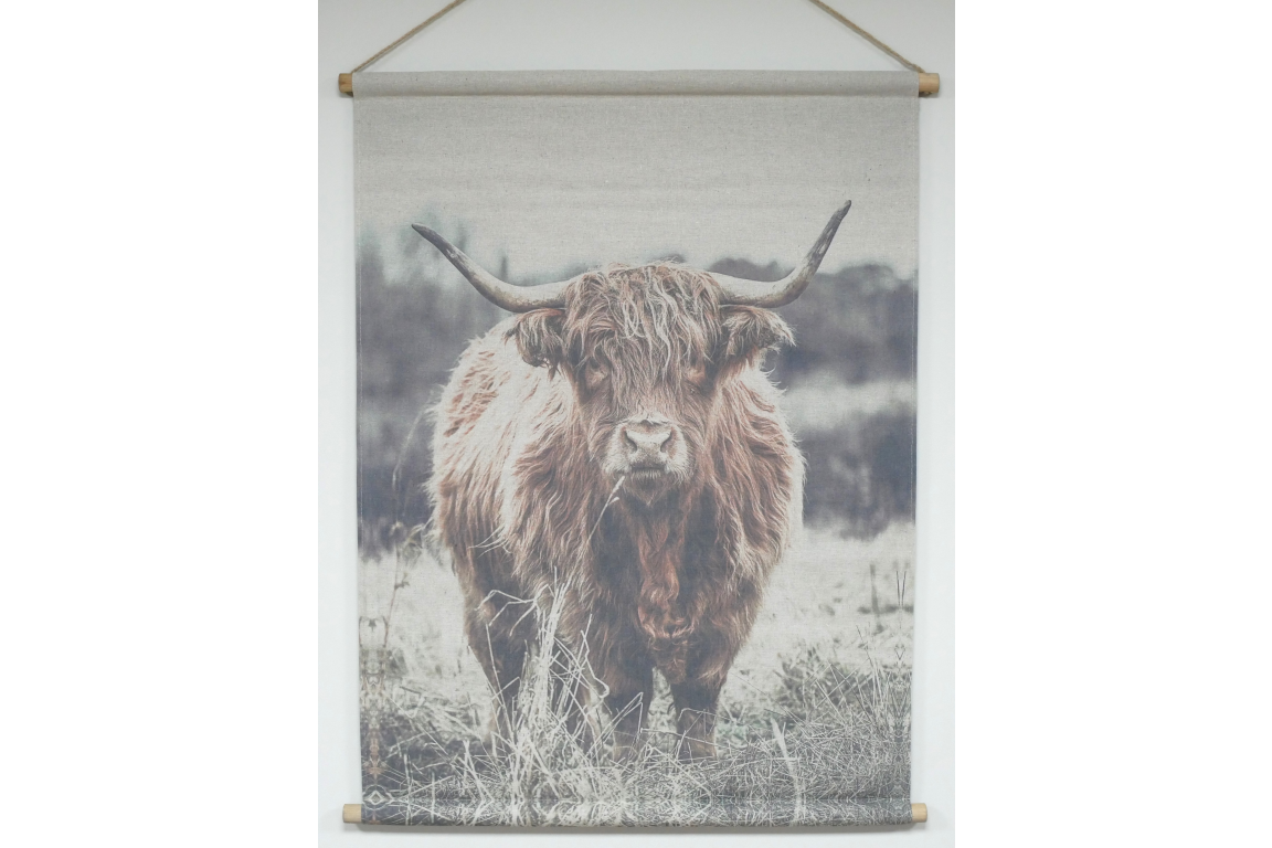 Highland Cow Canvas Wall Art - Rustic Farmhouse Hanging Décor | Sign of the times Stoke