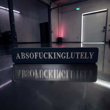 “Absof**inglutely” Wall Sign – Bold Black & Silver Statement Décor | Sign of the times Stoke