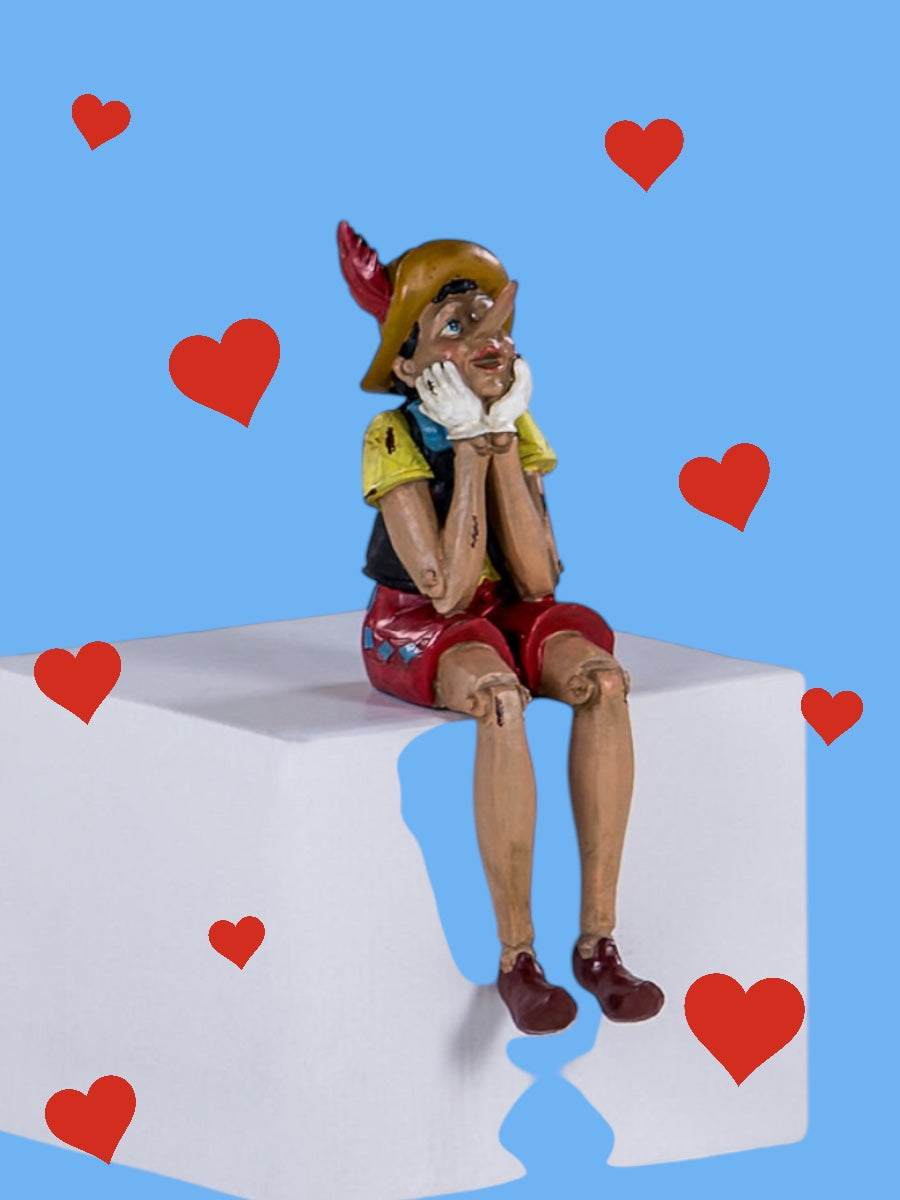 Sitting Shelf Pinocchio - Adorable Antique-Style Resin Figurine | Sign of the times Stoke