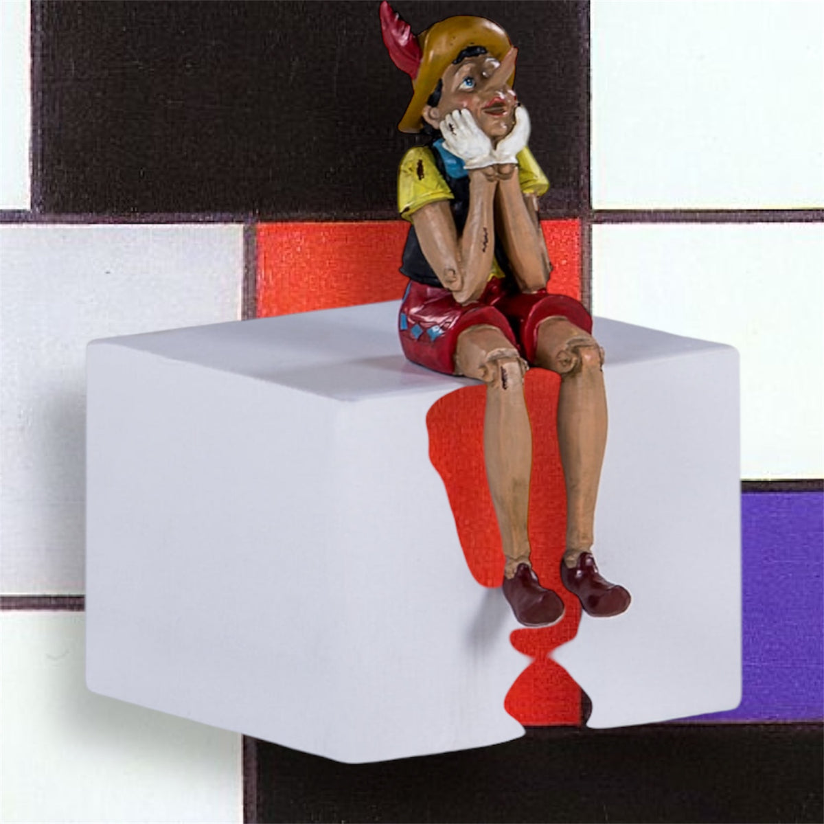 Sitting Shelf Pinocchio - Adorable Antique-Style Resin Figurine | Sign of the times Stoke