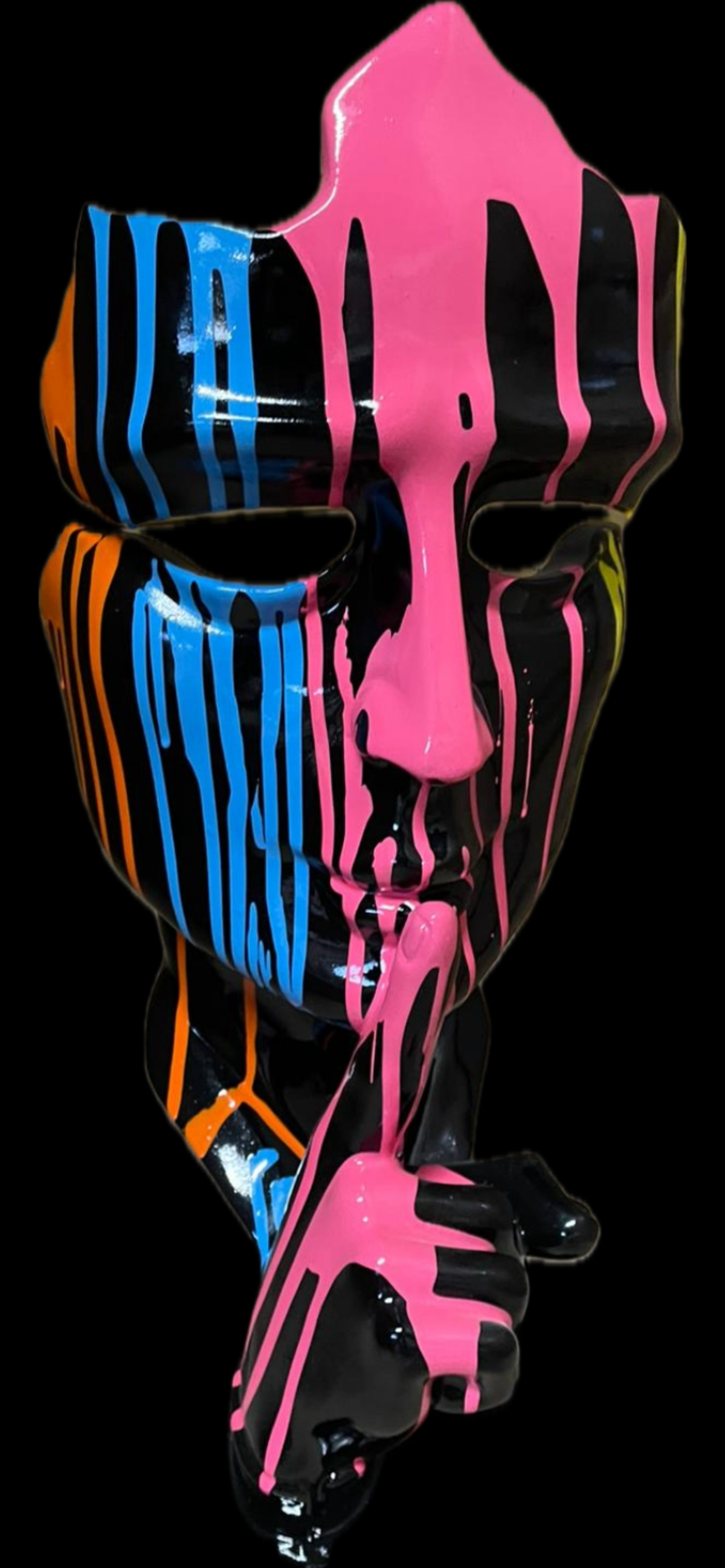 Stunning Black Splash Painted Face Sculpture – Contemporary Artistic Decor | Sign of the times Stoke