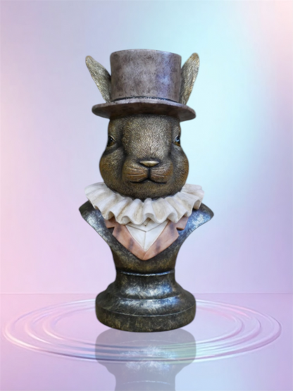 Charming Rabbit Bust with Top Hat – Detailed Resin Sculpture | Sign of the times Stoke