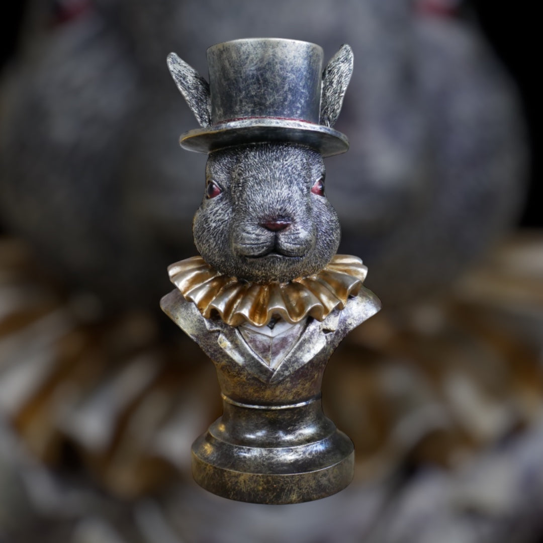 Charming Rabbit Bust with Top Hat – Detailed Resin Sculpture | Sign of the times Stoke
