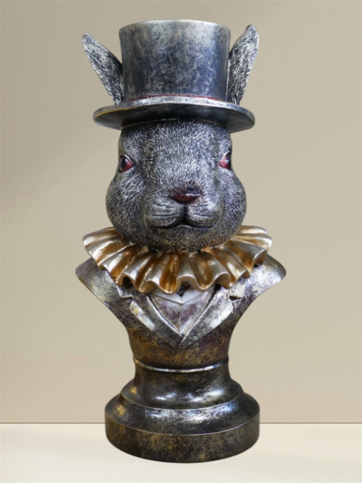 Charming Rabbit Bust with Top Hat – Detailed Resin Sculpture | Sign of the times Stoke