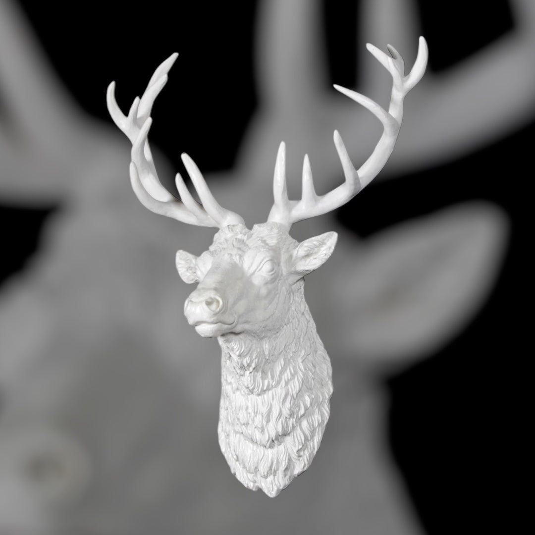 Elegant White Stag Head Wall Sculpture – Resin Wall Art | Sign of the times Stoke