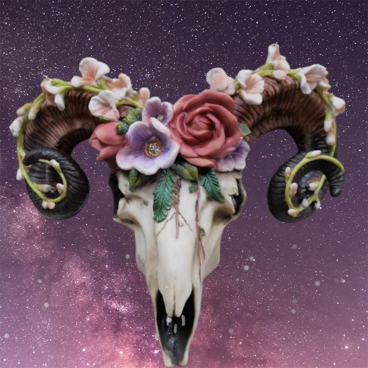 Floral Ram Skull Wall Head – Rustic Wall Décor with Intriguing Charm | Sign of the times Stoke