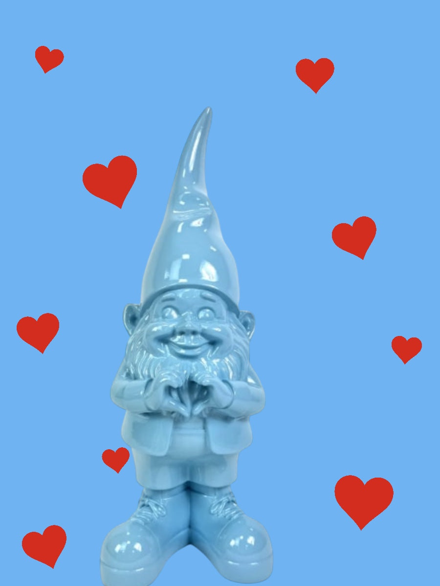 Medium Bright Blue "Heart Hands" Gnome Figure – Whimsical and Loving Decor | Sign of the times Stoke