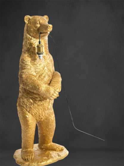 Antique Gold Standing Bear Floor Lamp – Unique Statement Lighting for Your Home | Sign of the times Stoke