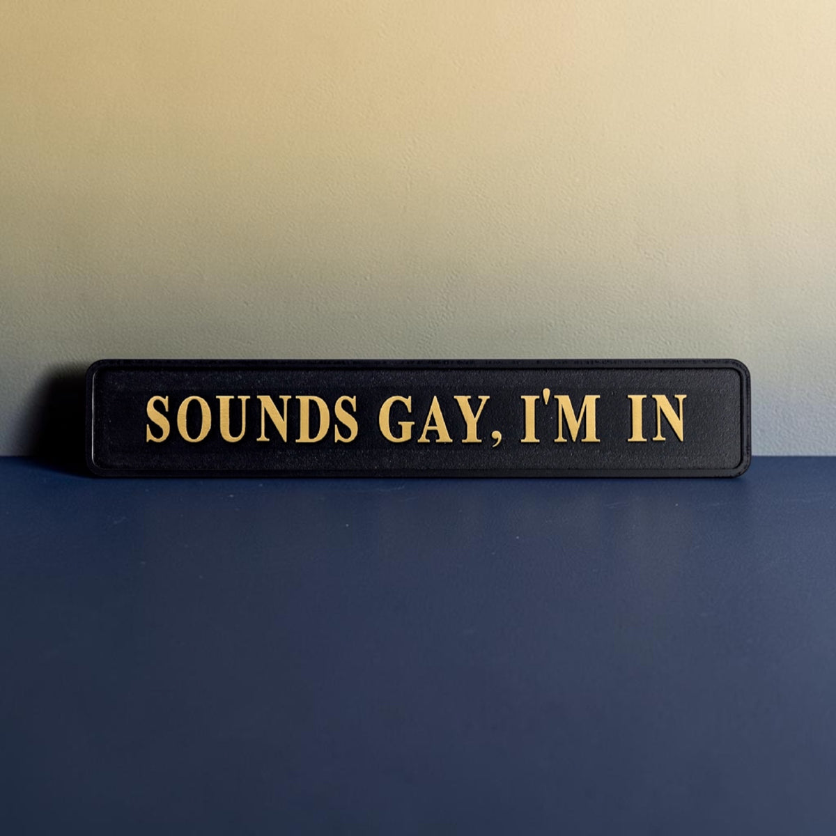 Sounds Gay, I'm In" Sign - Black and Gold MDF Wall Art | Sign of the times Stoke