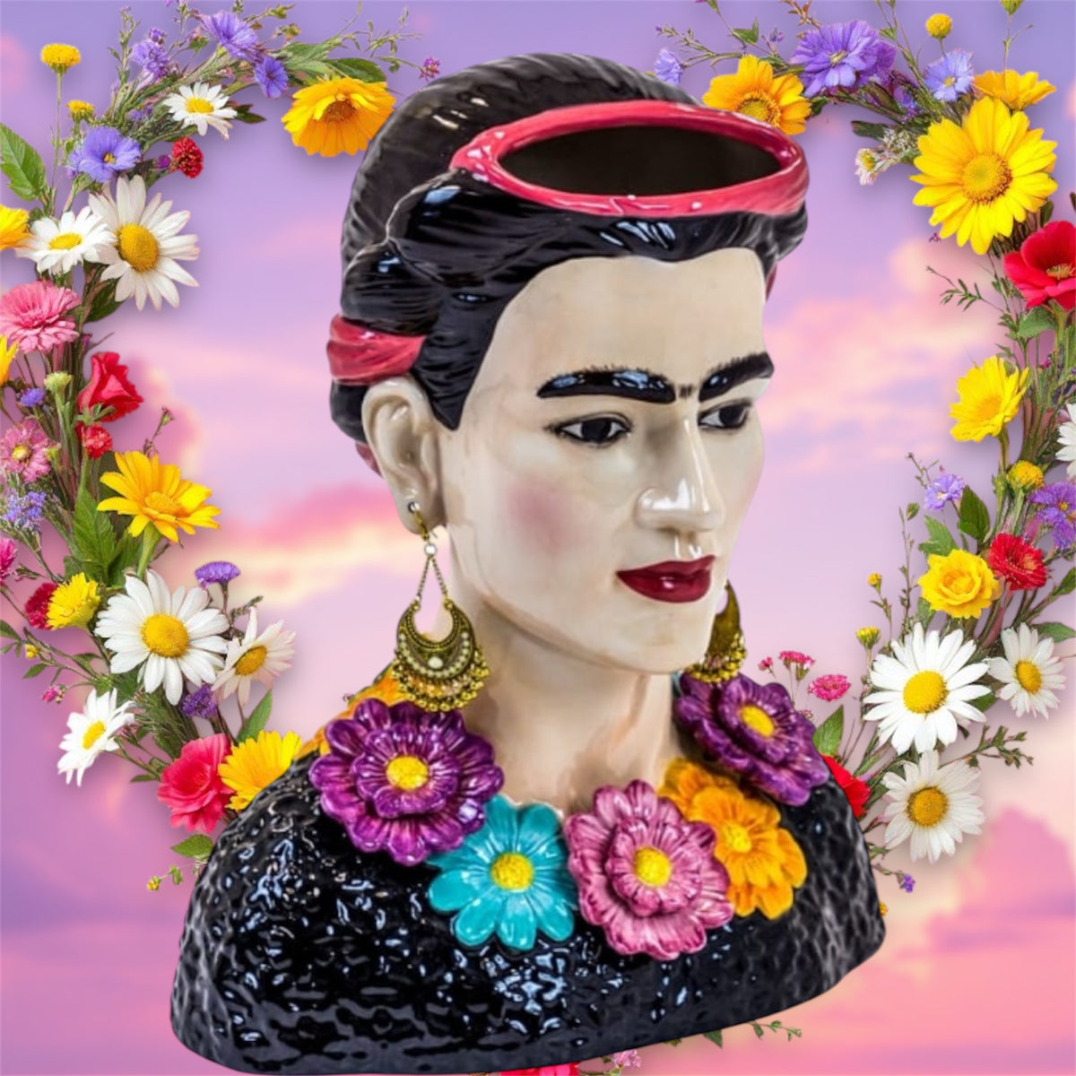 Ceramic Mexicana Bust Vase | Bold & Colorful Statement Décor | Sign of the times Stoke