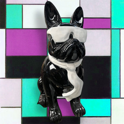 Frenchi Sculpture | Bold Black Fiberglass Decor with White Glasses | Sign of the times Stoke