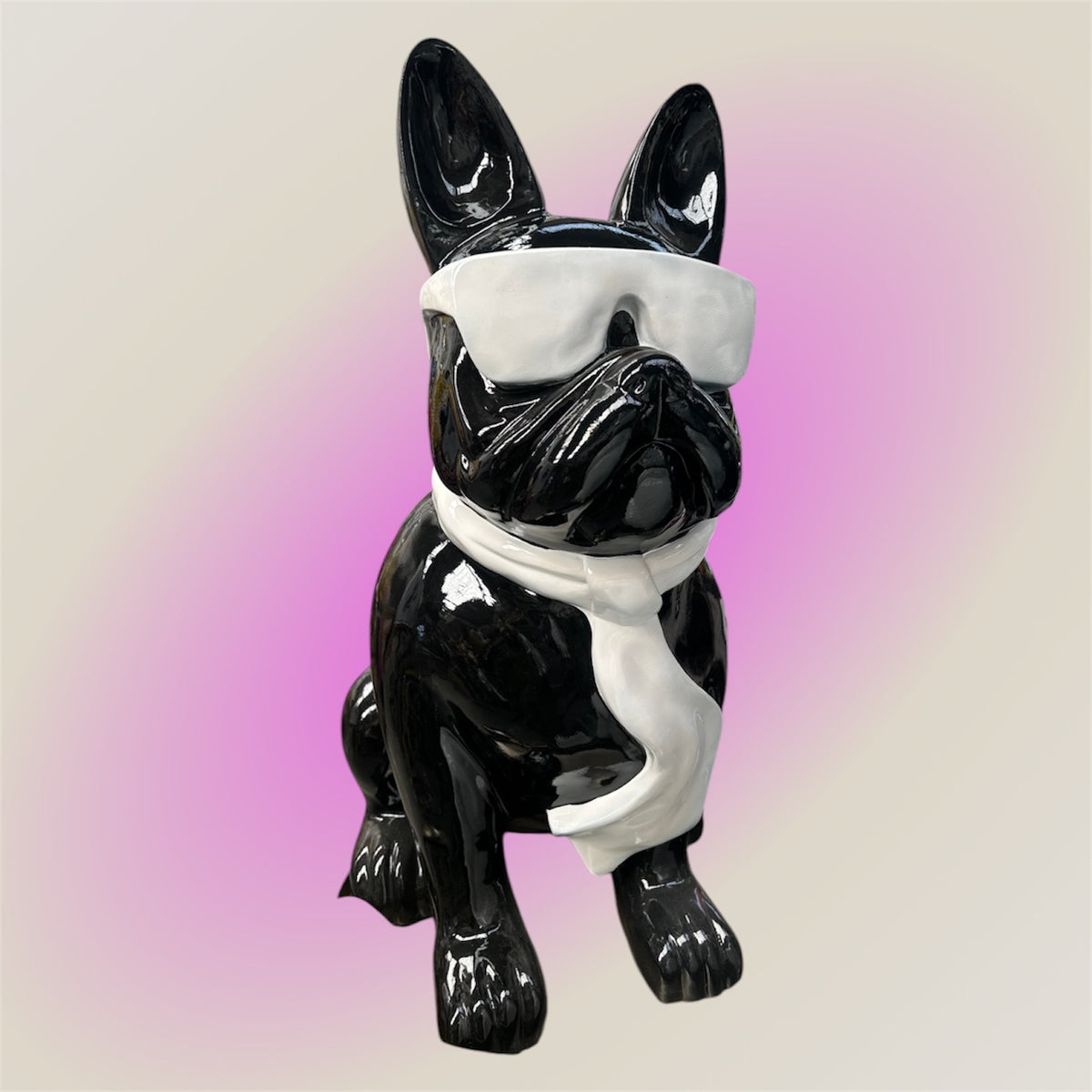 Frenchi Sculpture | Bold Black Fiberglass Decor with White Glasses | Sign of the times Stoke