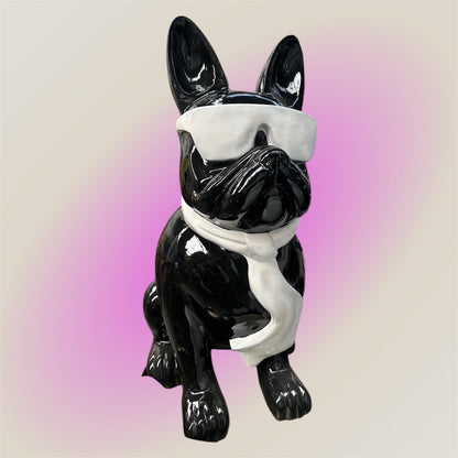 Frenchi Sculpture | Bold Black Fiberglass Decor with White Glasses | Sign of the times Stoke