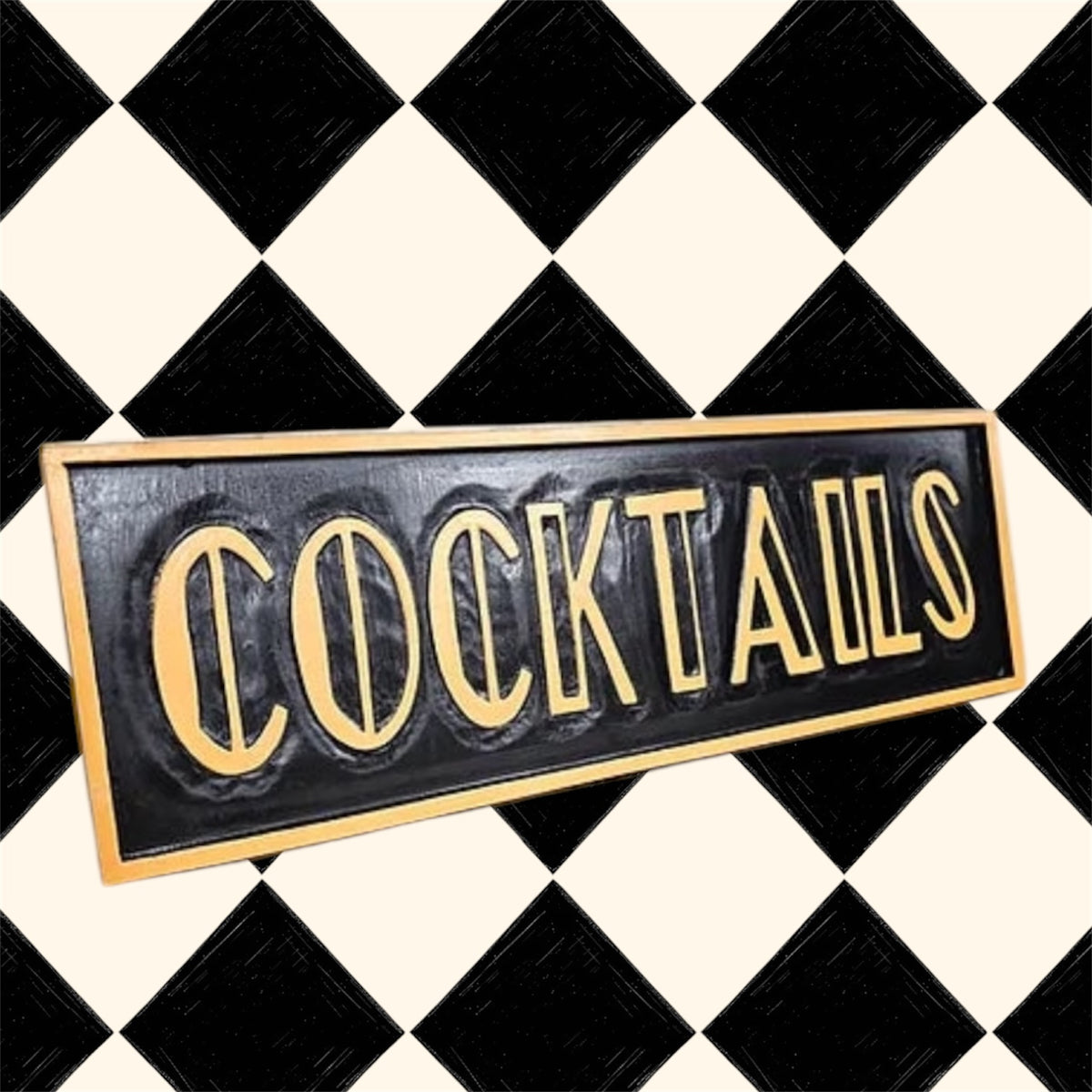 Elegant "Cocktails" Sign | Black & Gold Bar Wall Art | Sign of the times Stoke