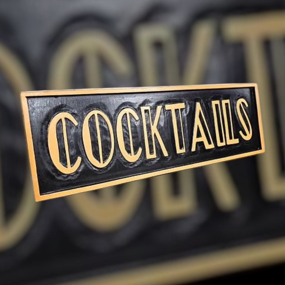 Elegant "Cocktails" Sign | Black & Gold Bar Wall Art | Sign of the times Stoke