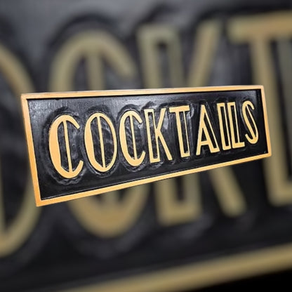 Elegant "Cocktails" Sign | Black & Gold Bar Wall Art | Sign of the times Stoke