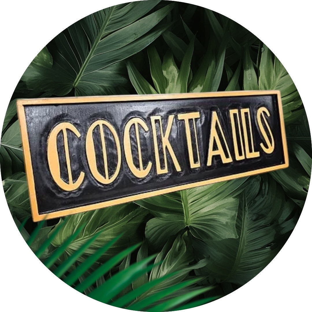 Elegant "Cocktails" Sign | Black & Gold Bar Wall Art | Sign of the times Stoke