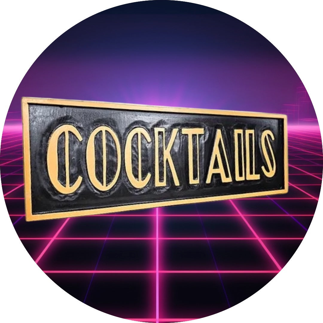 Elegant "Cocktails" Sign | Black & Gold Bar Wall Art | Sign of the times Stoke