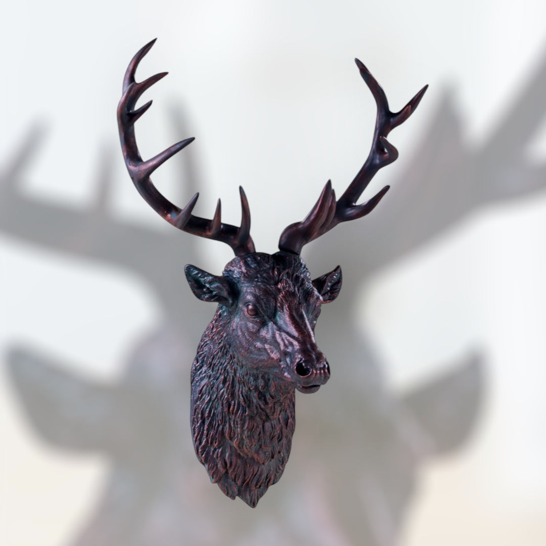 Bronze Stag Head Wall Sculpture - Elegant Resin Decor | Sign of the times Stoke