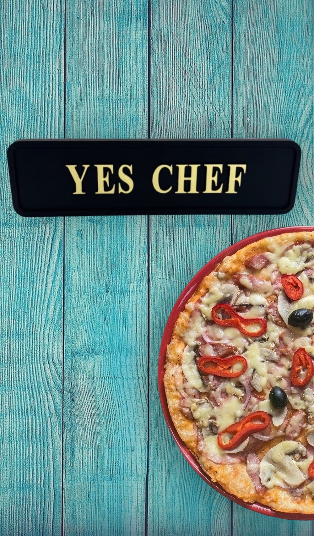 "Yes Chef" Wall Sign | Black & Gold Kitchen or Dining Room Decor | Sign of the times Stoke