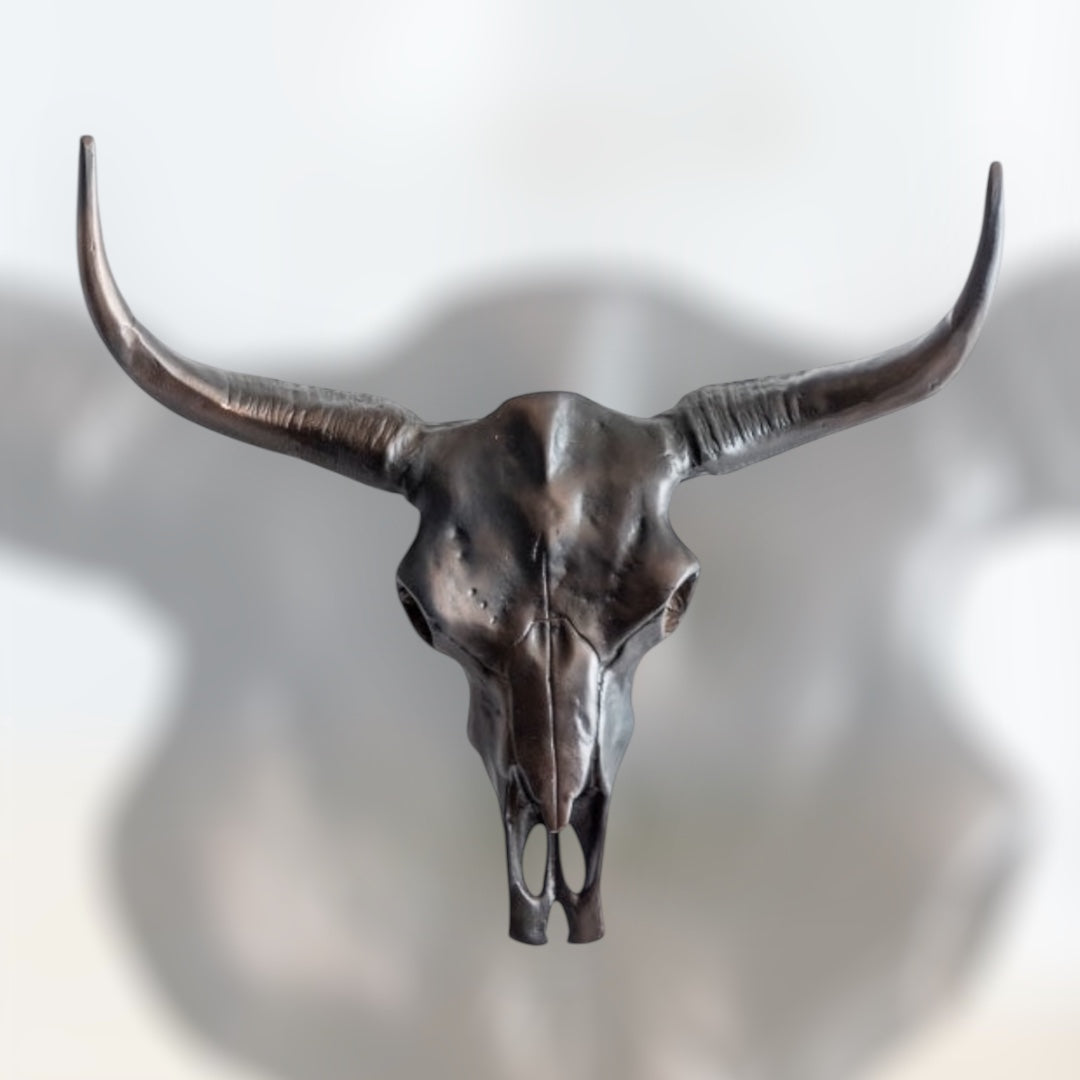 Antique Bronze Bull Wall Skull – Stunning Aluminium Sculpture with Shine Effect | Sign of the times Stoke