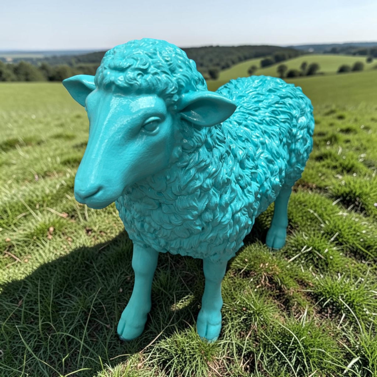 Turquoise Resin Lamb Sculpture – Indoor & Outdoor Sheep Garden Ornament | Sign of the times Stoke