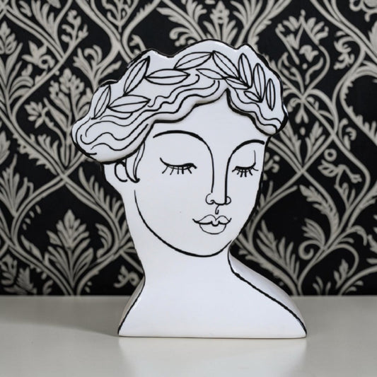 Monochrome Lady Vase - Elegant Ceramic Decor for Modern Interiors