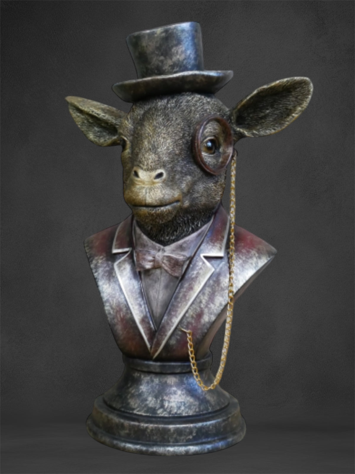 Monocled Goat Bust – Elegant Resin Sculpture with Suit and Charm | Sign of the times Stoke