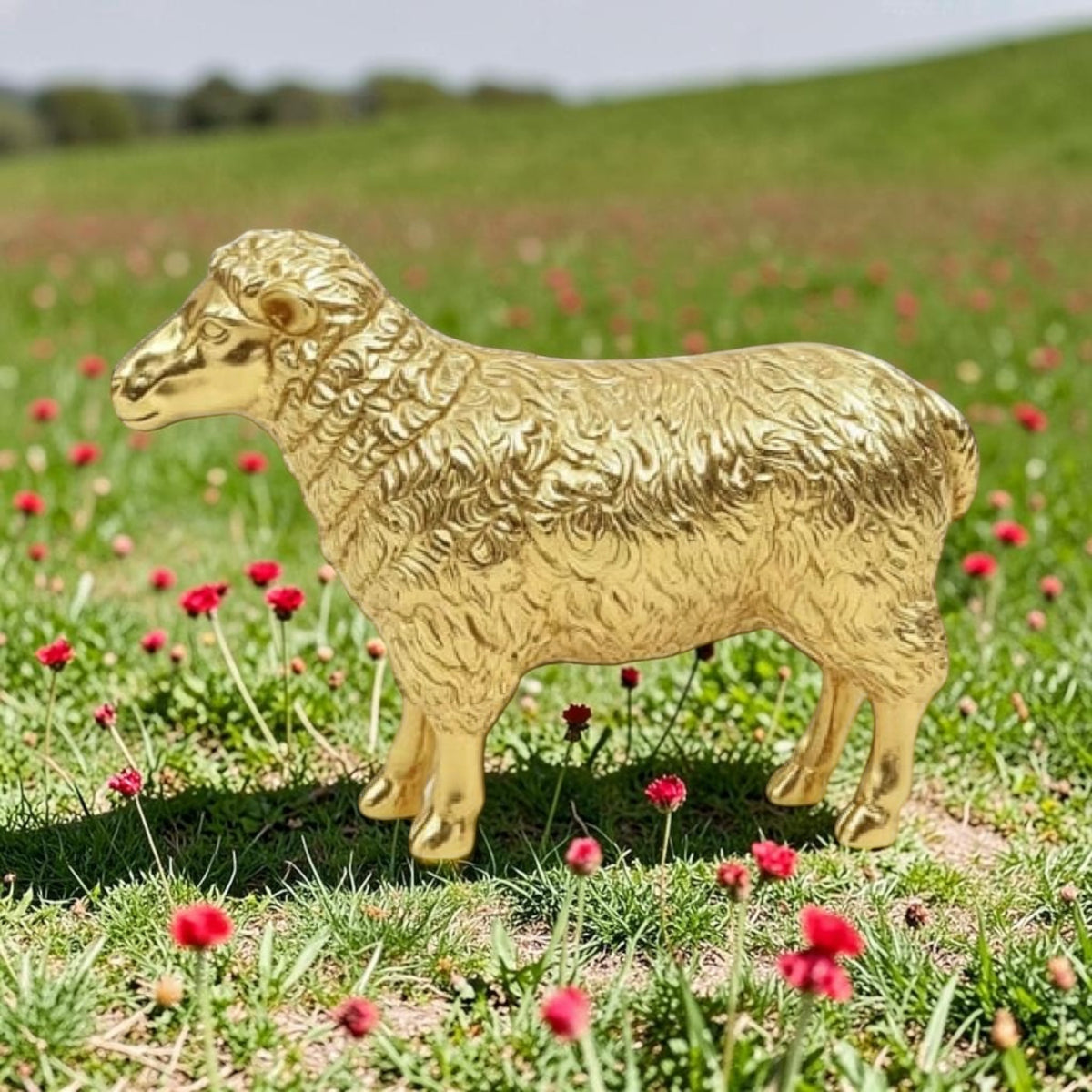 Large Gold Sheep Figure – Luxury Statement Animal Ornament