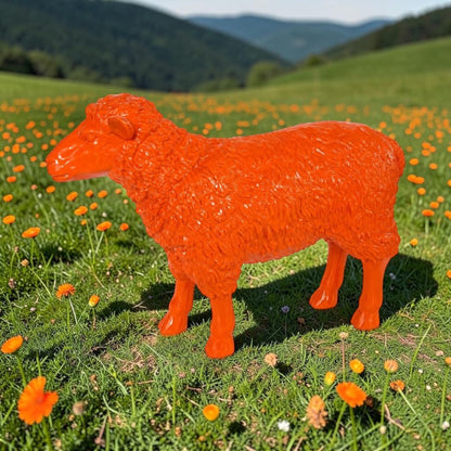 Large Bright Orange Sheep Figure – Colourful Statement Animal Ornament