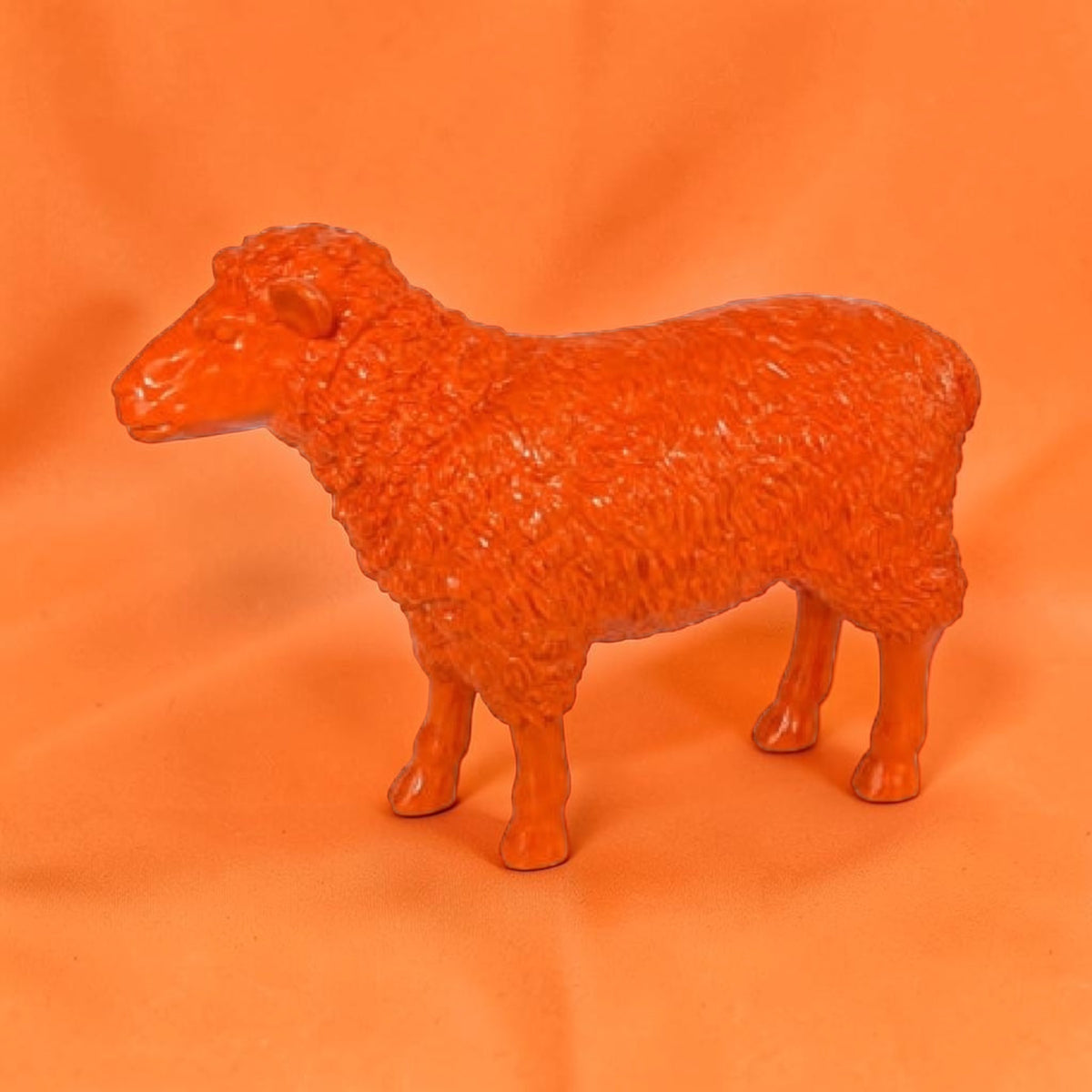 Medium Bright Orange Sheep Figure – Colourful Decorative Animal Ornament