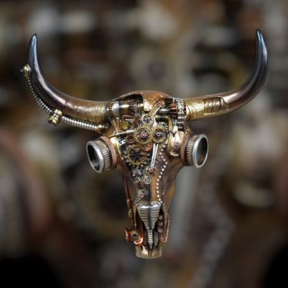 Steampunk Skull Ornament | Gothic Industrial Decor with Mechanical Detail | Sign of the times Stoke