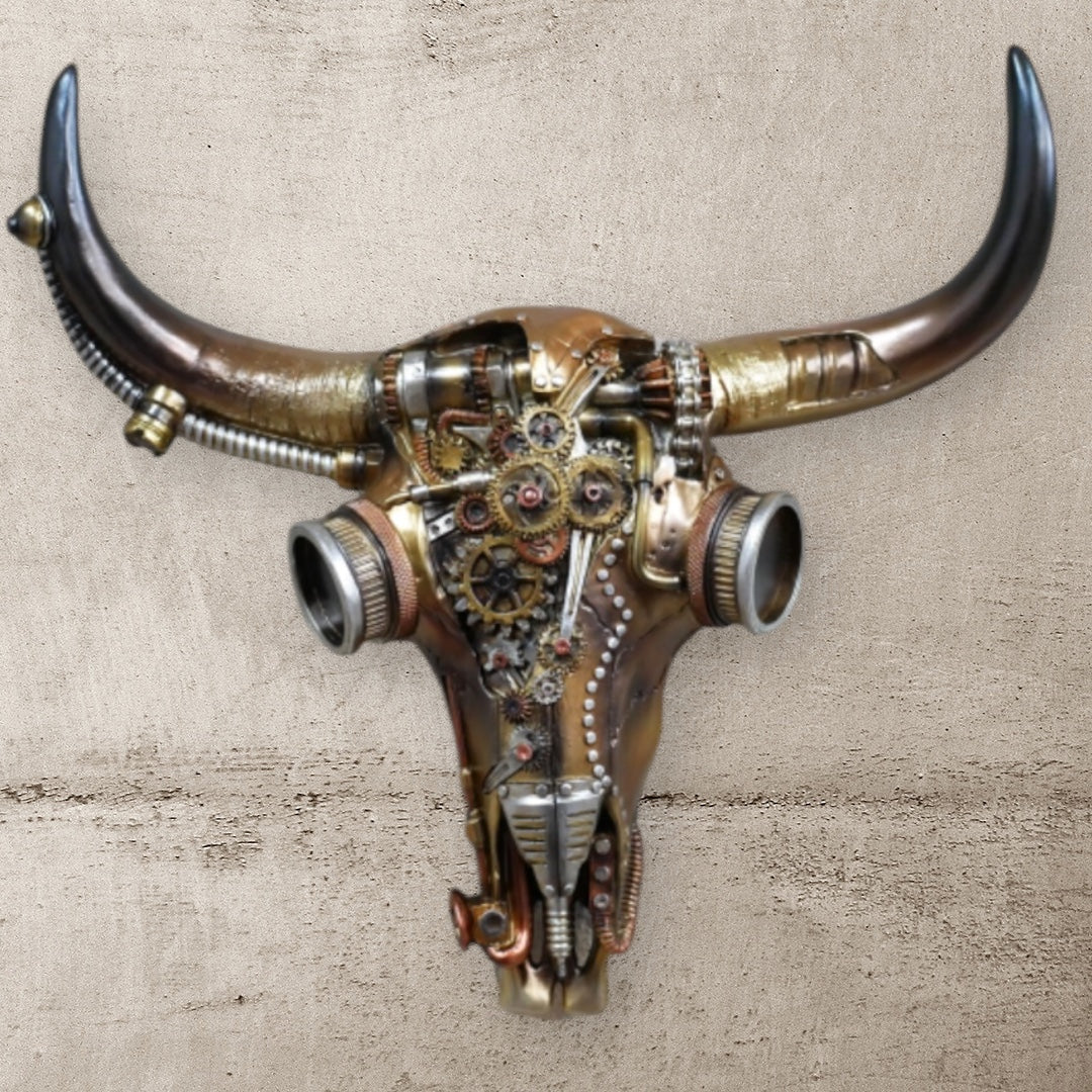 Steampunk Skull Ornament | Gothic Industrial Decor with Mechanical Detail | Sign of the times Stoke