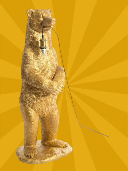 Antique Gold Standing Bear Floor Lamp – Unique Statement Lighting for Your Home | Sign of the times Stoke