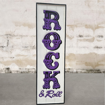 Funky "Rock and Roll" Sign - Hand-Painted MDF Wall Art | Sign of the times Stoke