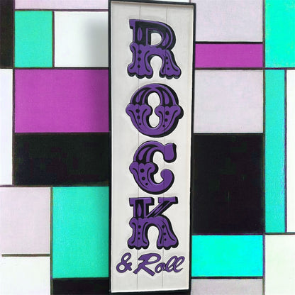 Funky "Rock and Roll" Sign - Hand-Painted MDF Wall Art | Sign of the times Stoke