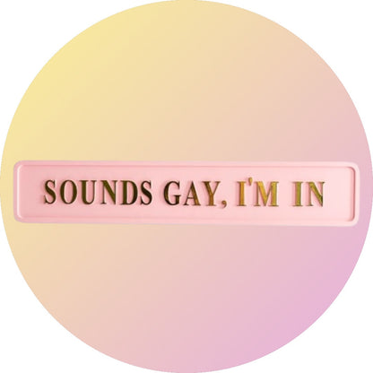 "Sounds Gay, I'm In" Sign - Pink and Gold MDF Wall Art | Sign of the times Stoke