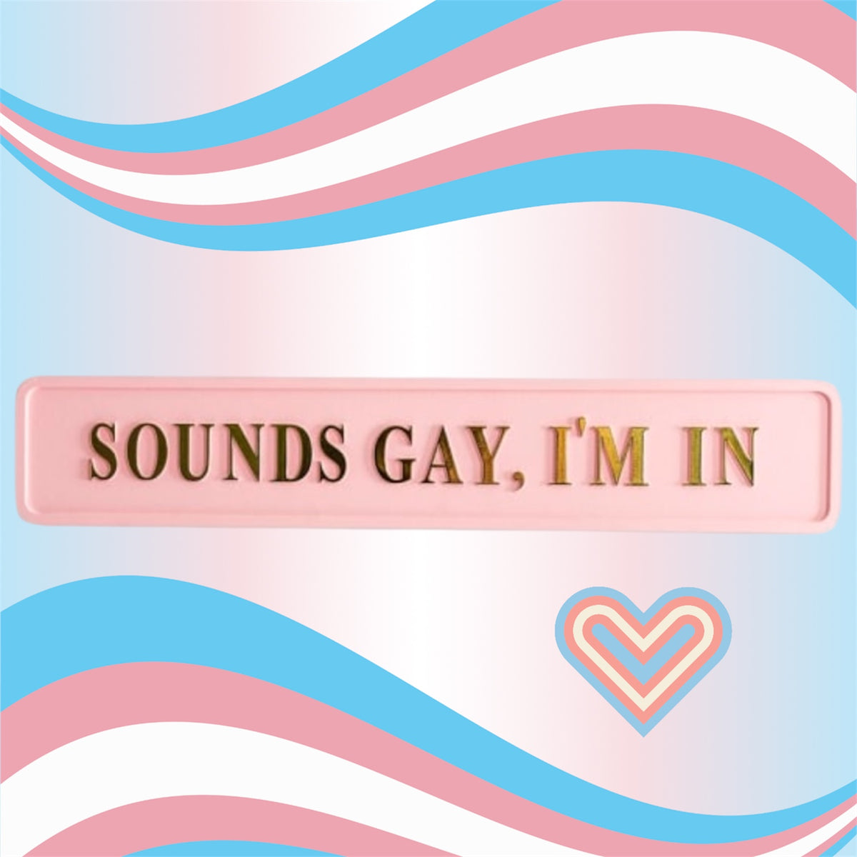 "Sounds Gay, I'm In" Sign - Pink and Gold MDF Wall Art | Sign of the times Stoke