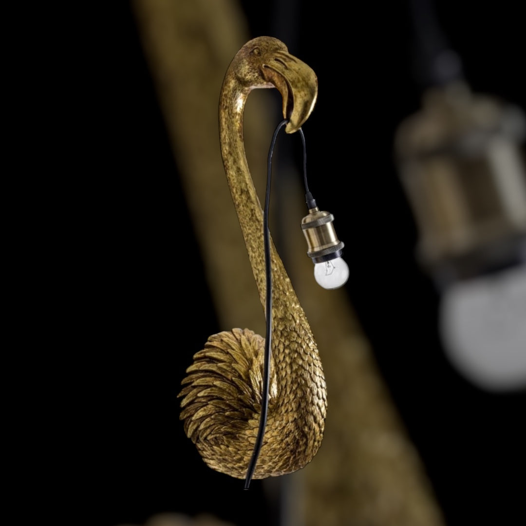 Gold Flamingo Head Wall Light – Elegant and Unique Lighting Fixture | Sign of the times Stoke