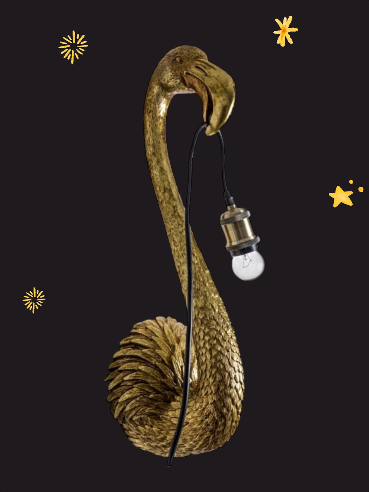Gold Flamingo Head Wall Light – Elegant and Unique Lighting Fixture | Sign of the times Stoke