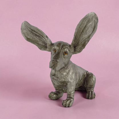 Silver Surprised Basset – Decorative Basset Hound Dog Figure | Sign of the times Stoke